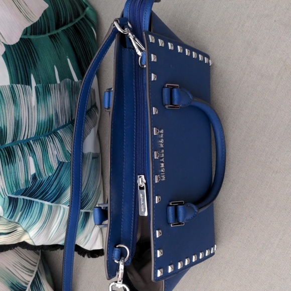 Michael Kors MD Studded TZ Satchel Handbag with Wallet Blue - Picture 9 of 12